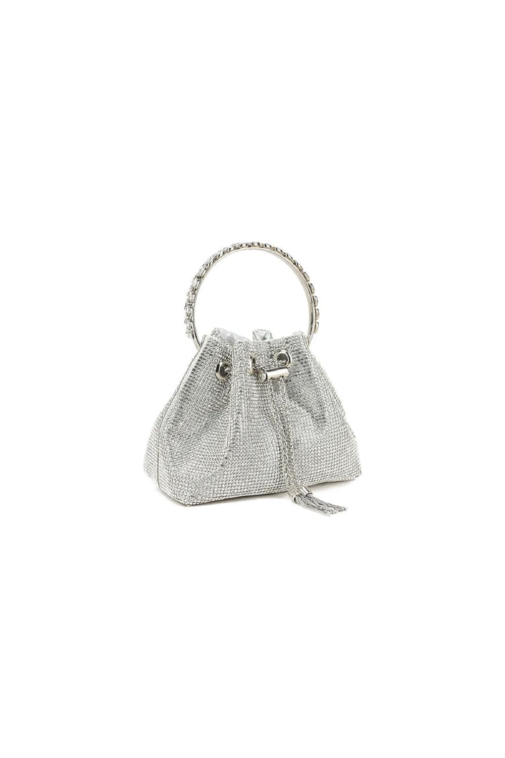 Silver Crystal Mesh Top Handle Evening Bag ALZ2920