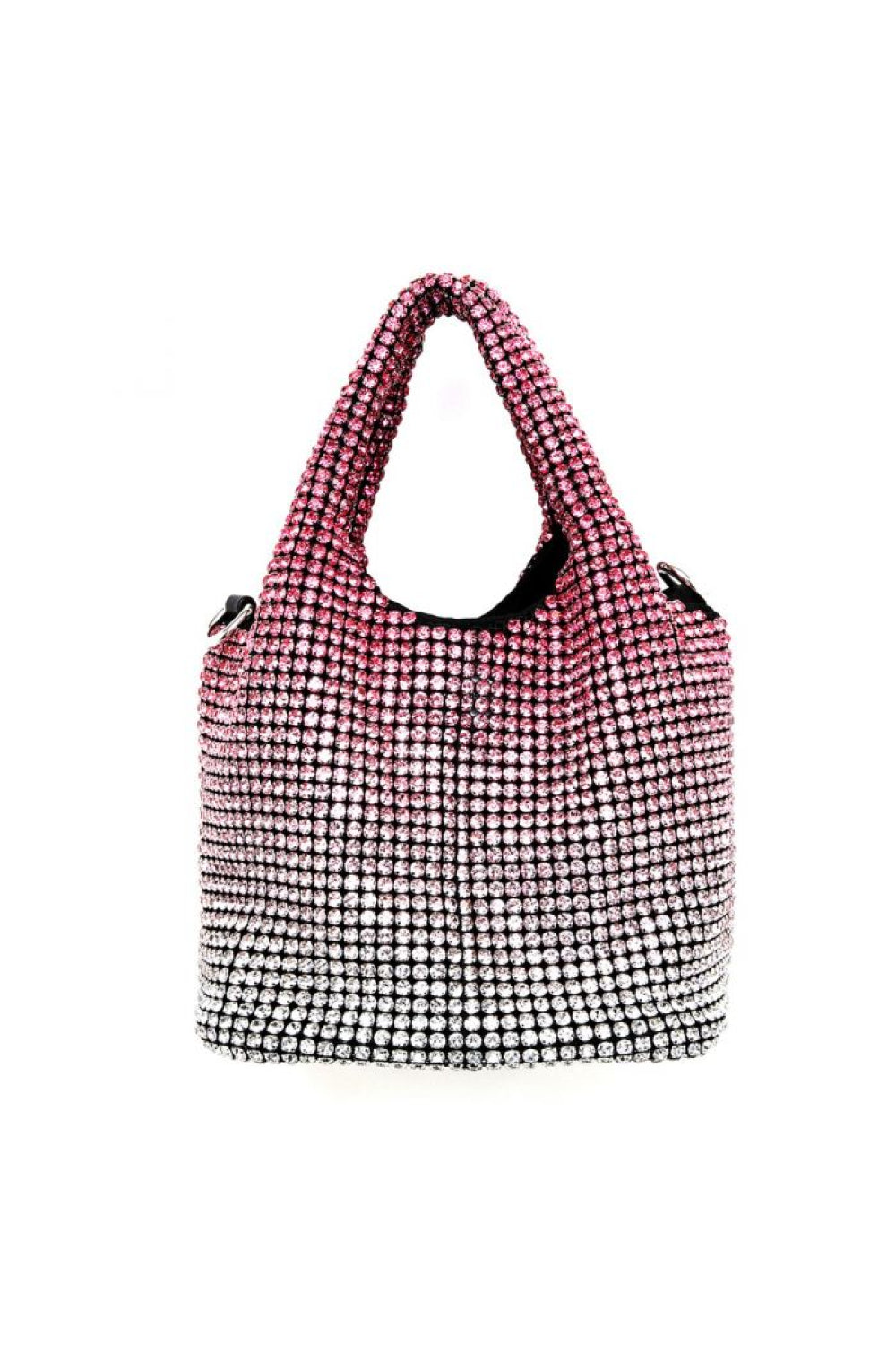 Pink Crystal Top Handle Evening Bag | Goddiva