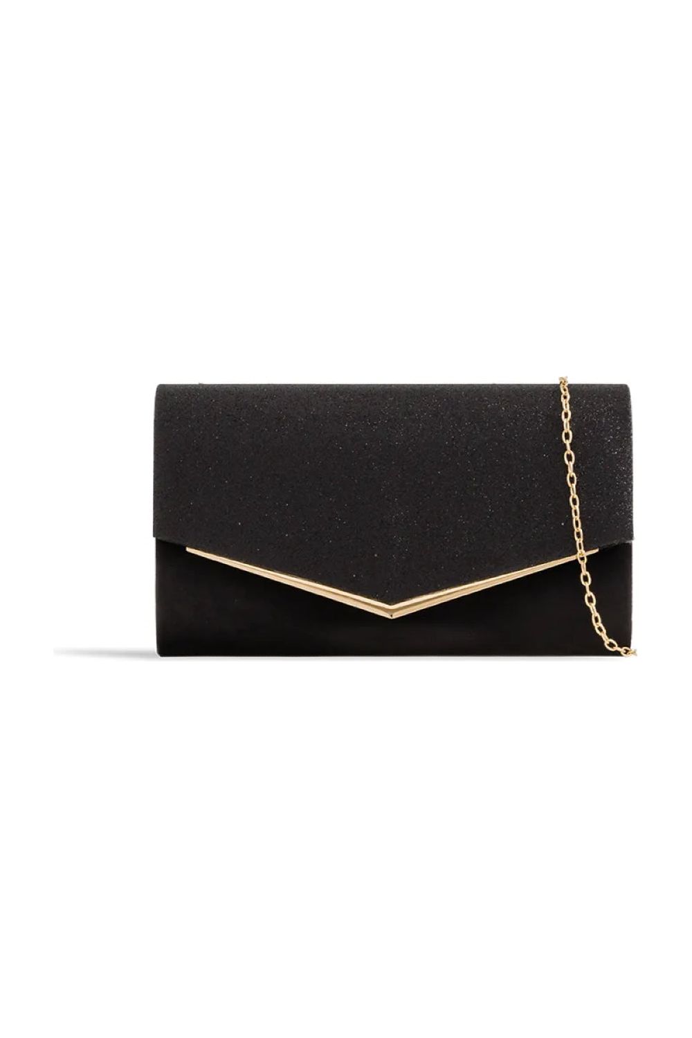 Black Glitter Envelope Clutch Bag ALH2348