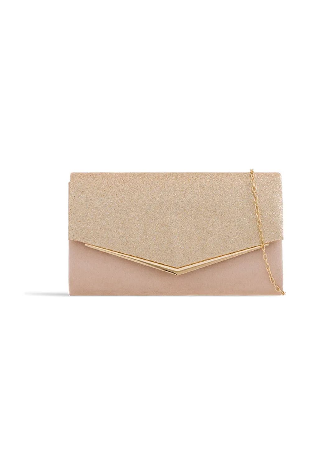 Nude Blush Glitter Envelope Clutch Bag ALH2348
