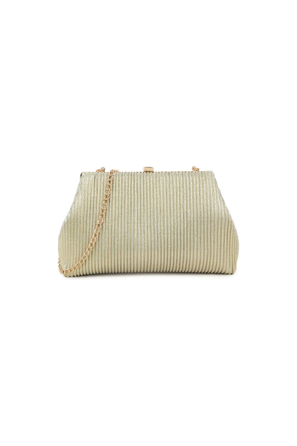 Gold Glitter Clutch Bag With Removable Chain ALZ3044