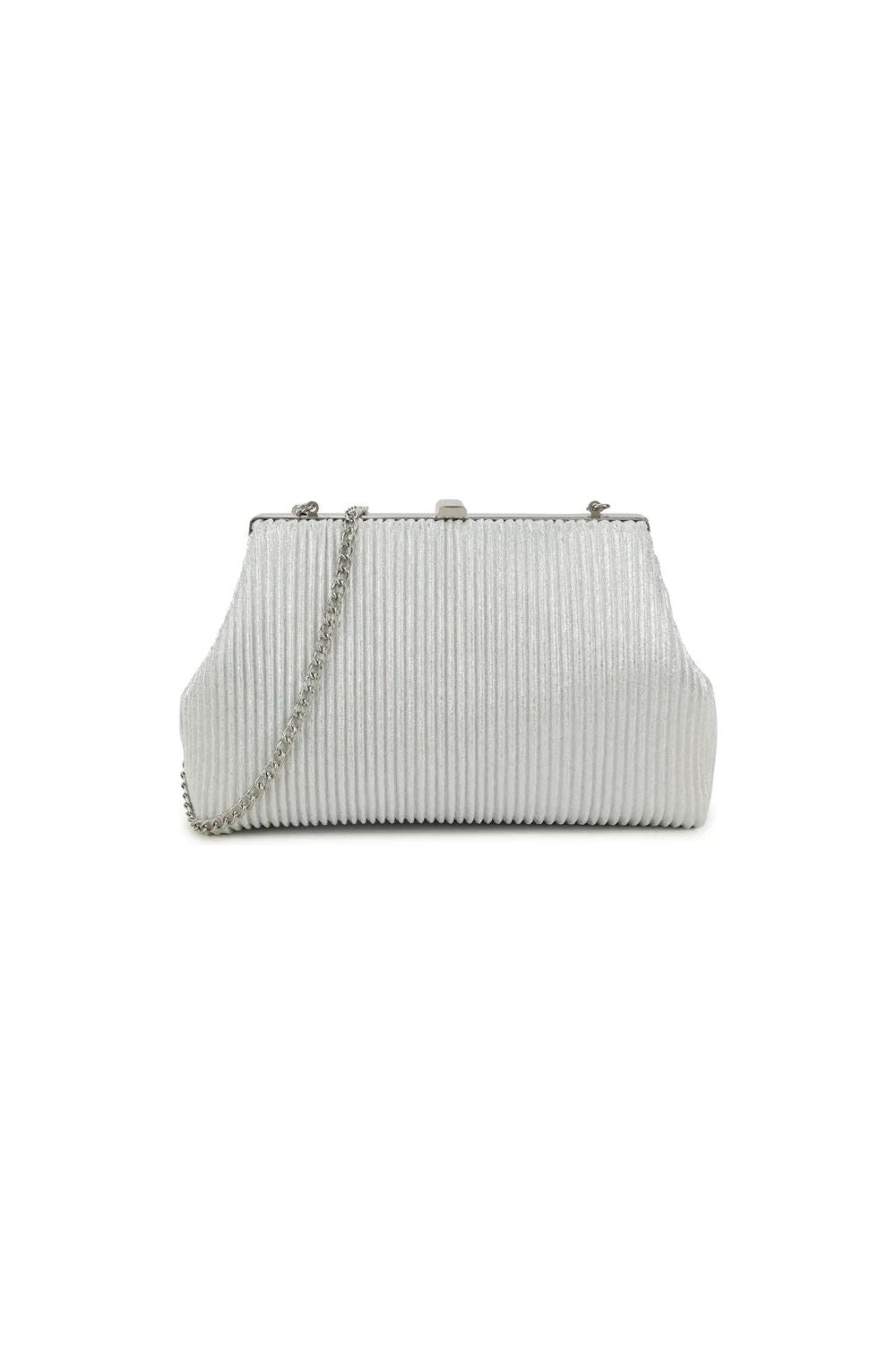 Silver Glitter Clutch Bag With Removable Chain ALZ3044