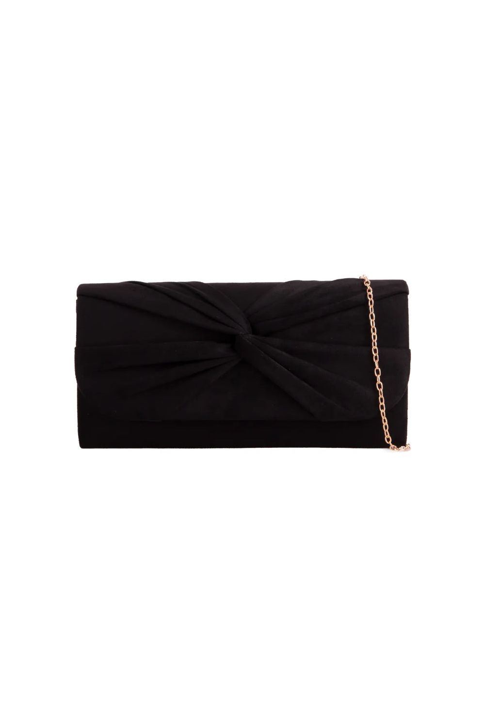 Black Suede Clutch Bag With Knot Detail ALJ2724
