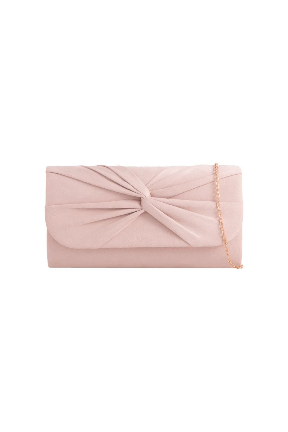 Nude Suede Clutch Bag With Knot Detail ALJ2724