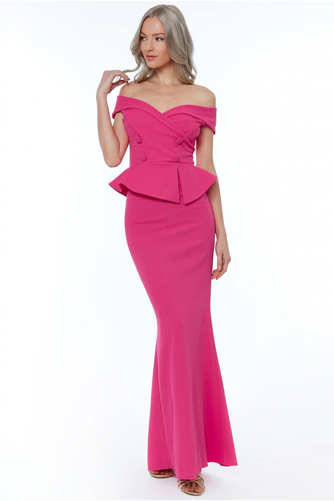 Bardot Crossover Maxi Dress - Cerise DR2006