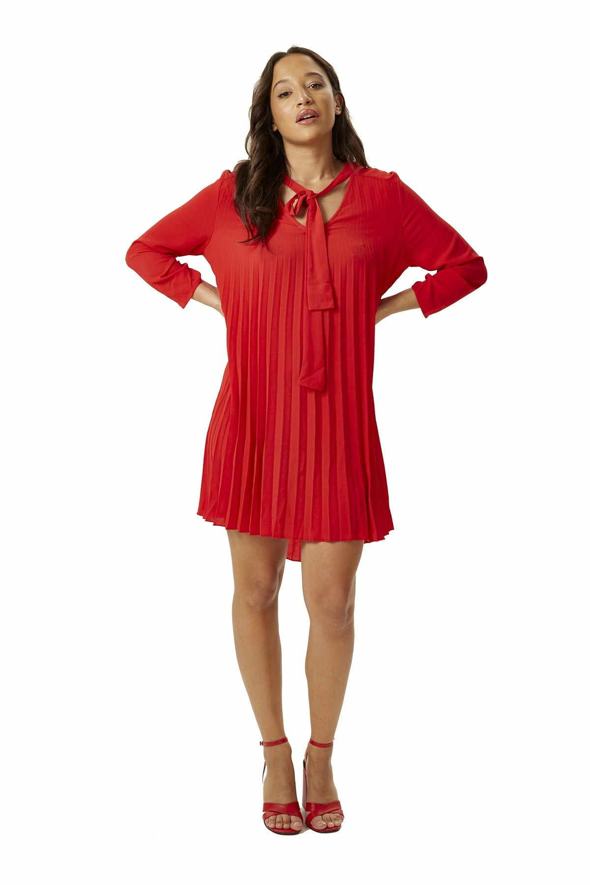 Divine Grace Red Pleated Dress Divine Grace
