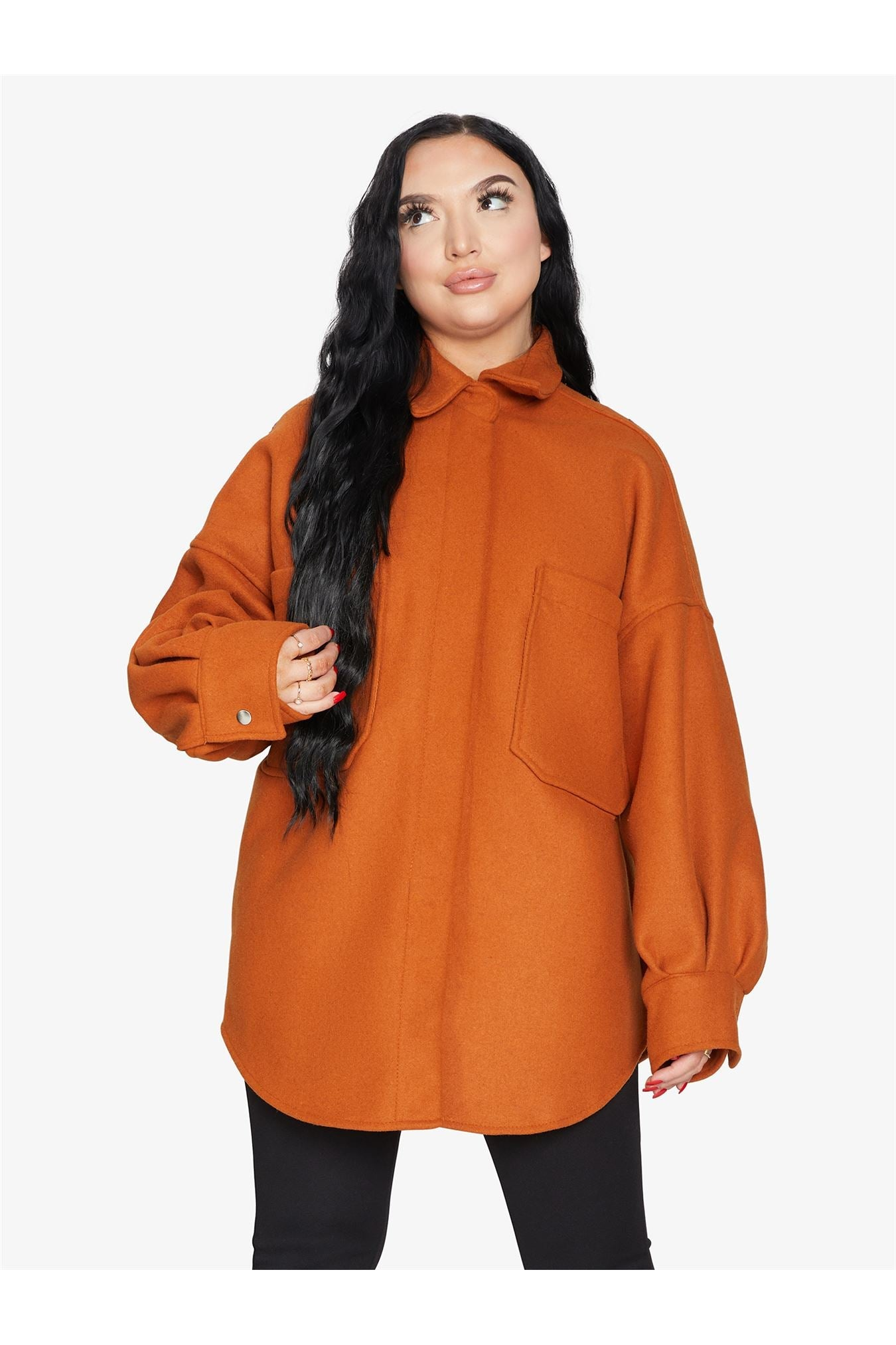 Oversized Patch Pocket Shacket De La Creme
