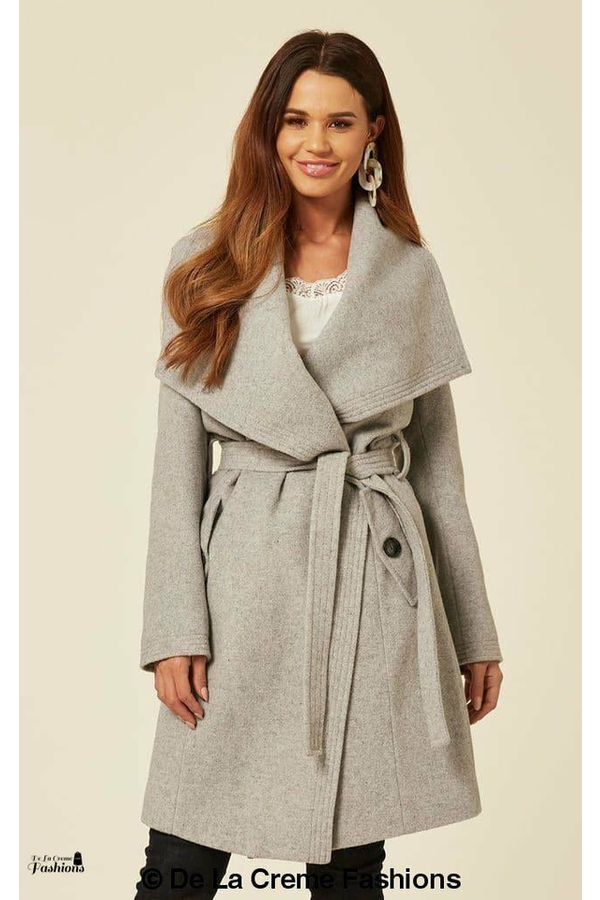 Wool Blend Large Lapel Duster Coat 1801