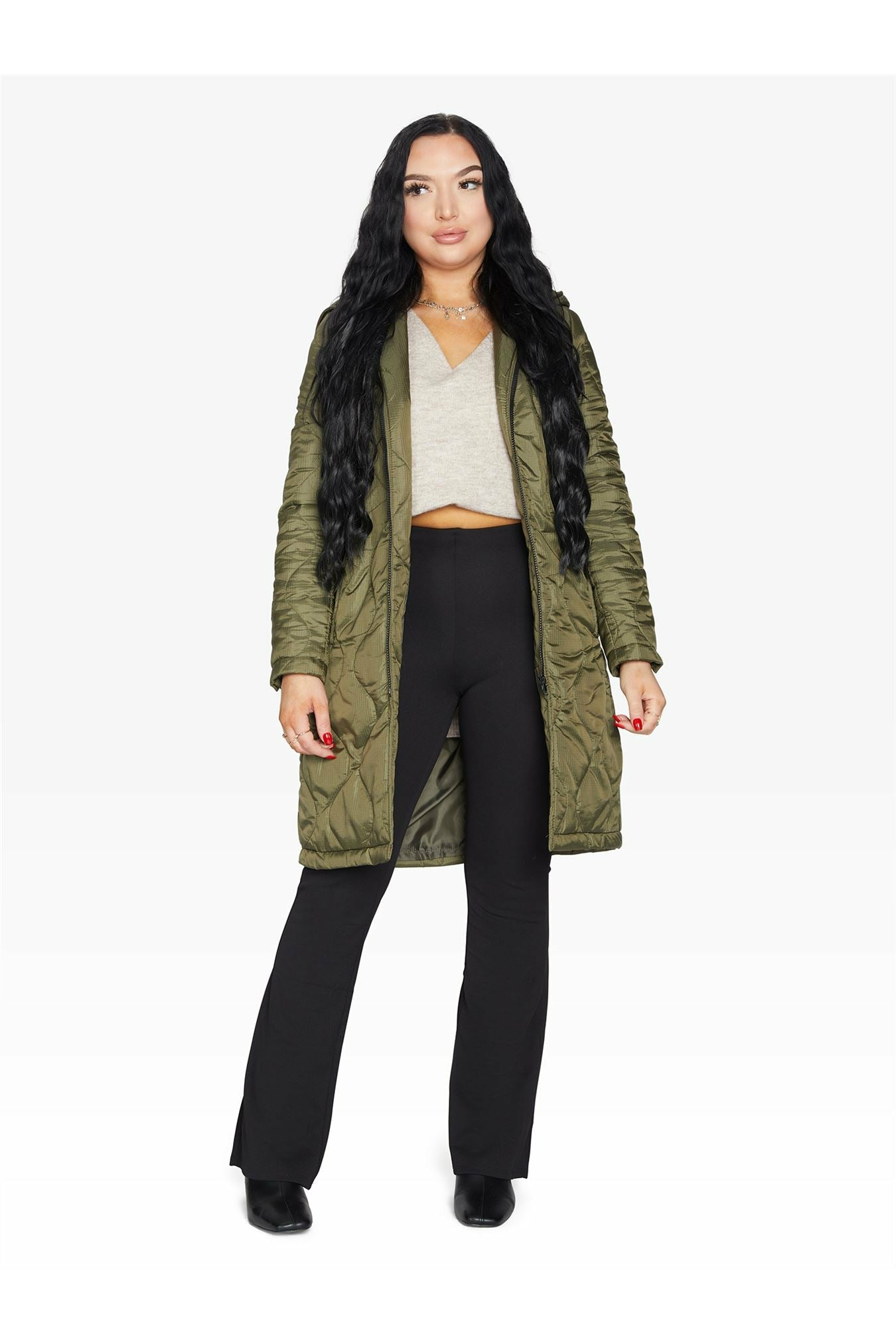 Padded Quilted Down Hooded Jacket De La Creme
