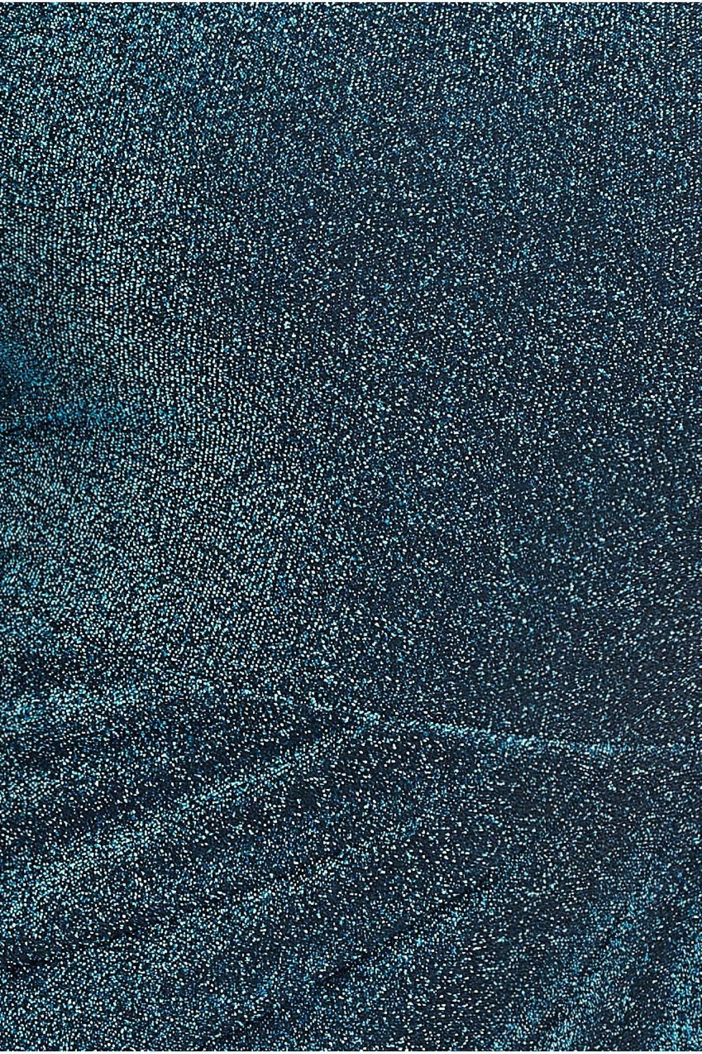 One Sleeve Frill Lurex Maxi Dress - Blue DR3693