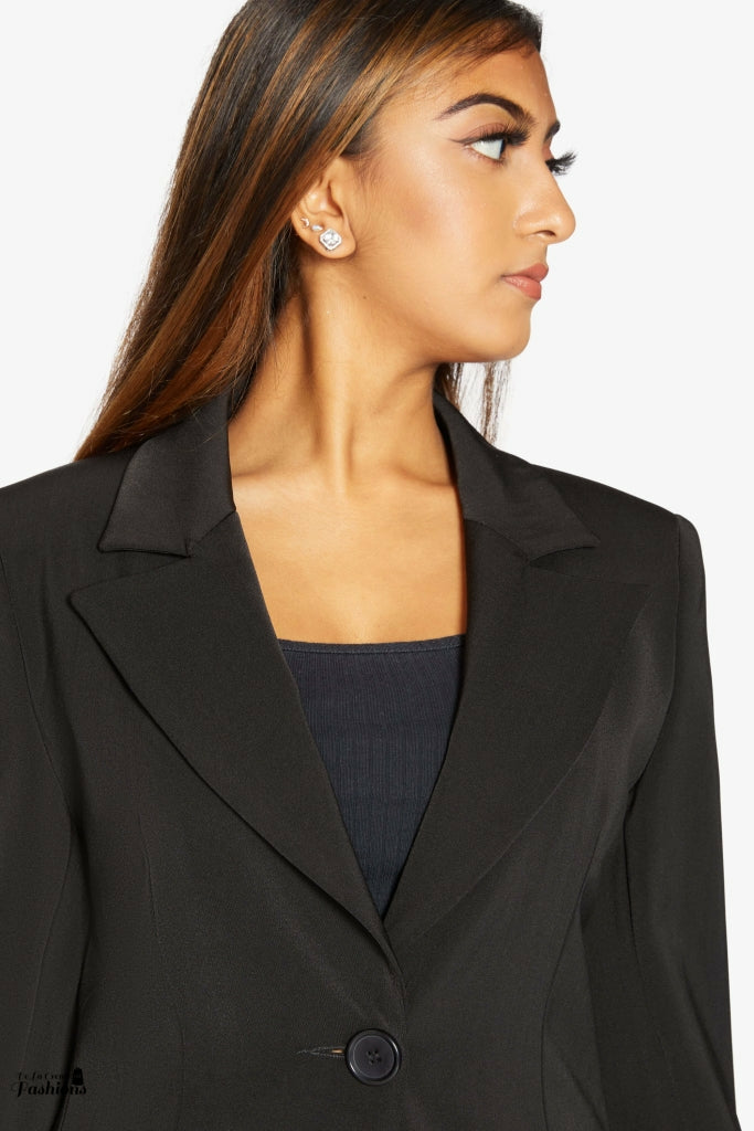 De La Creme Womens Collared Formal Longline Blazer De La Crème