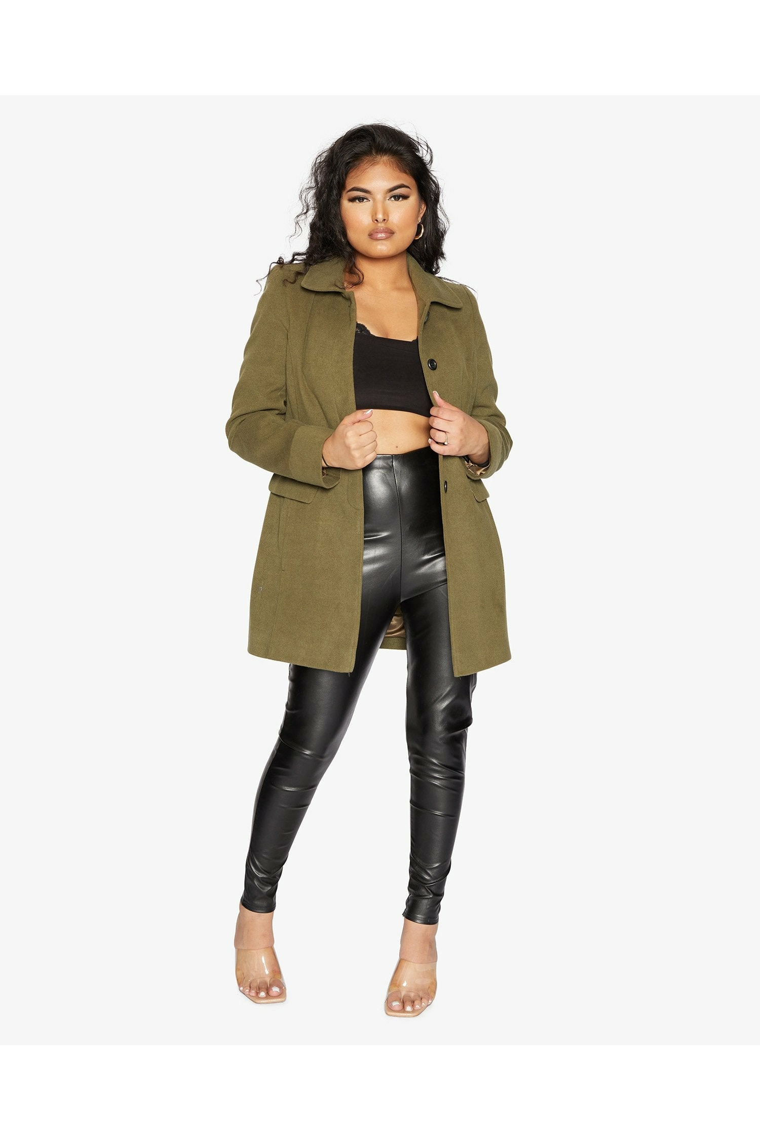 De La Creme Womens Wool Blend Hip Length Covert Coat De La Creme