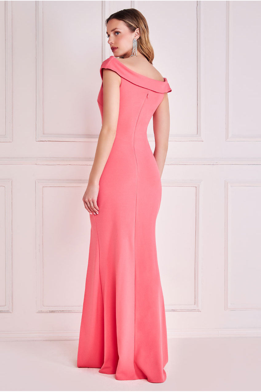 Off The Shoulder Maxi With Split - Coral DR1878