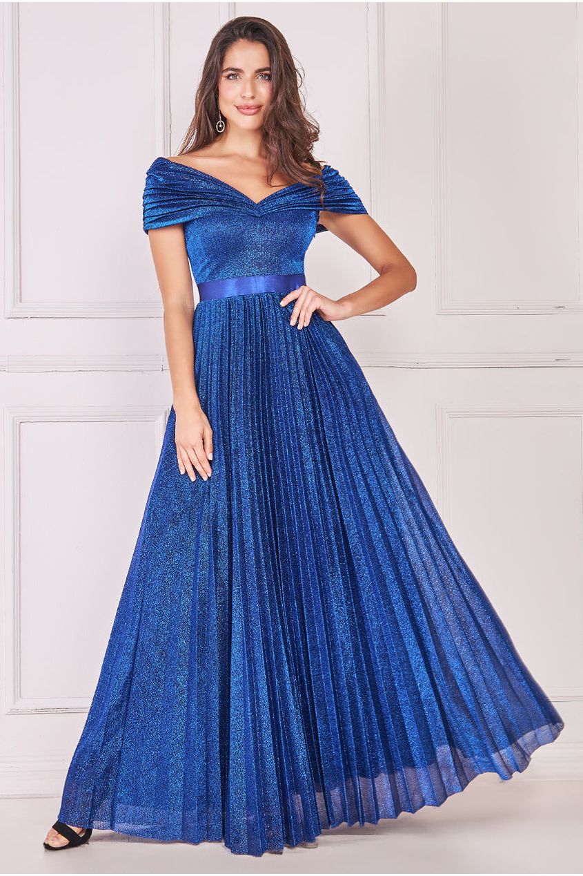 Bardot Pleated Skirt Maxi Dress - Royalblue DR3096A