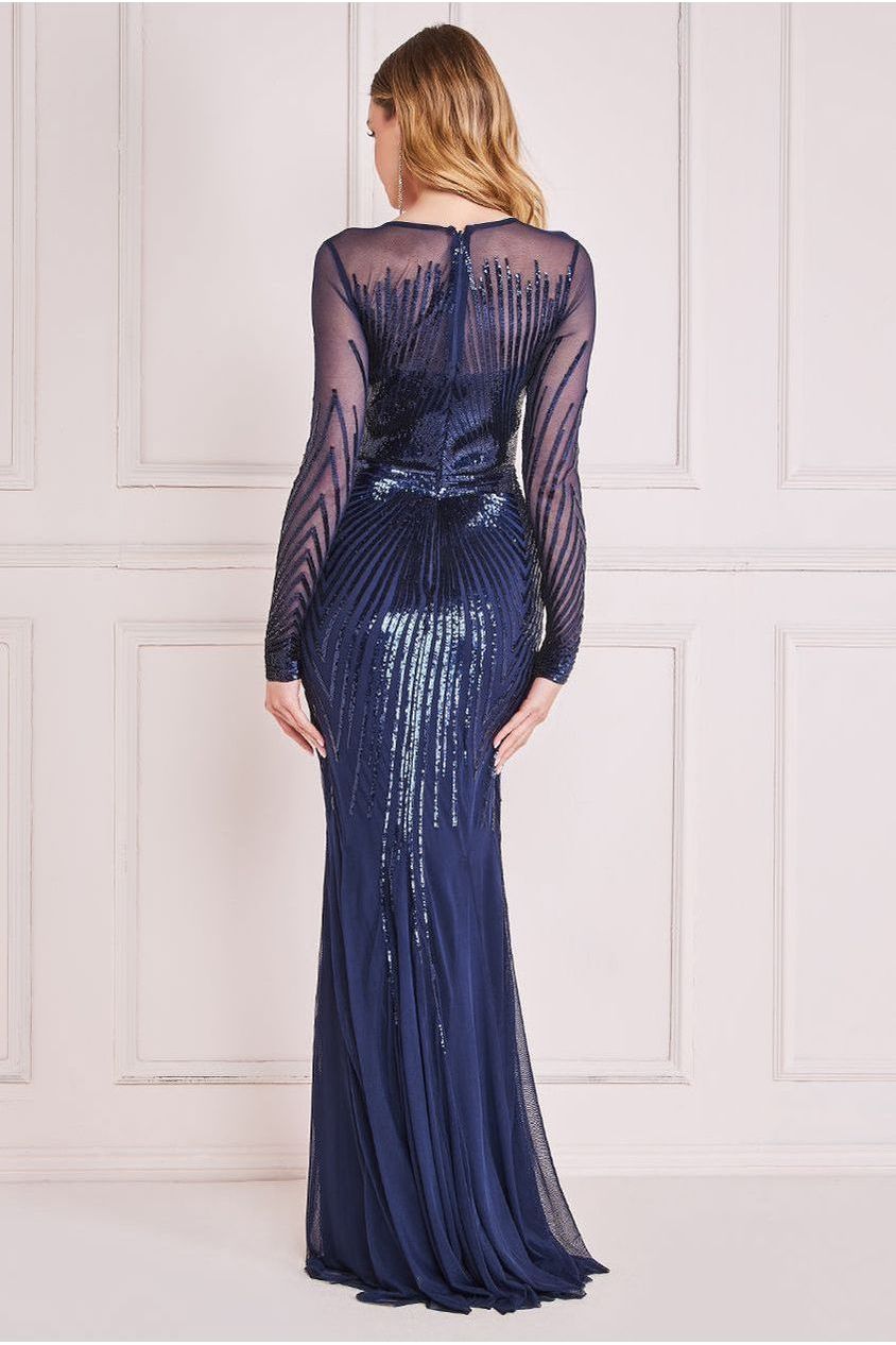 Shooting Star Sequin Maxi - Navy DR3276