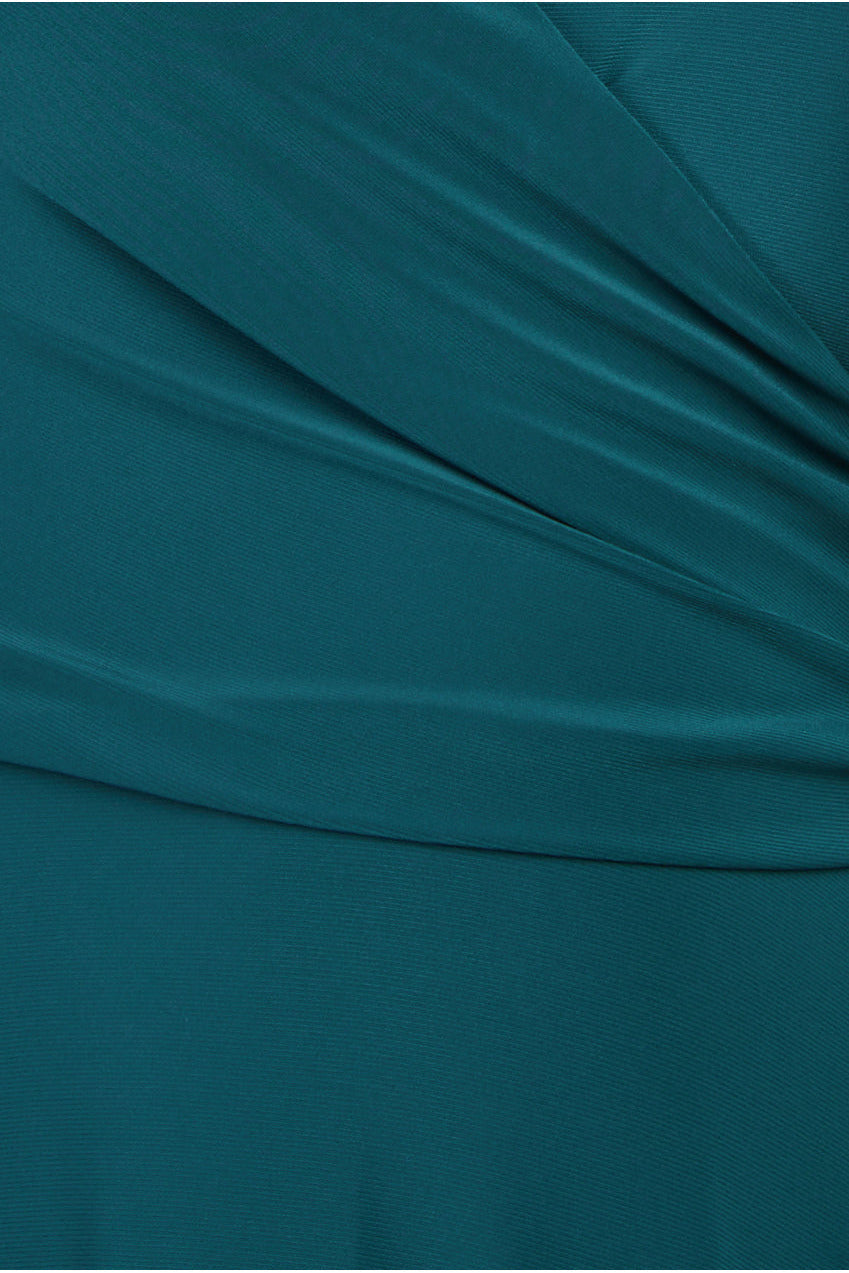 Asymmetrical Wrap Midi Dress - Botanical Green DR3549