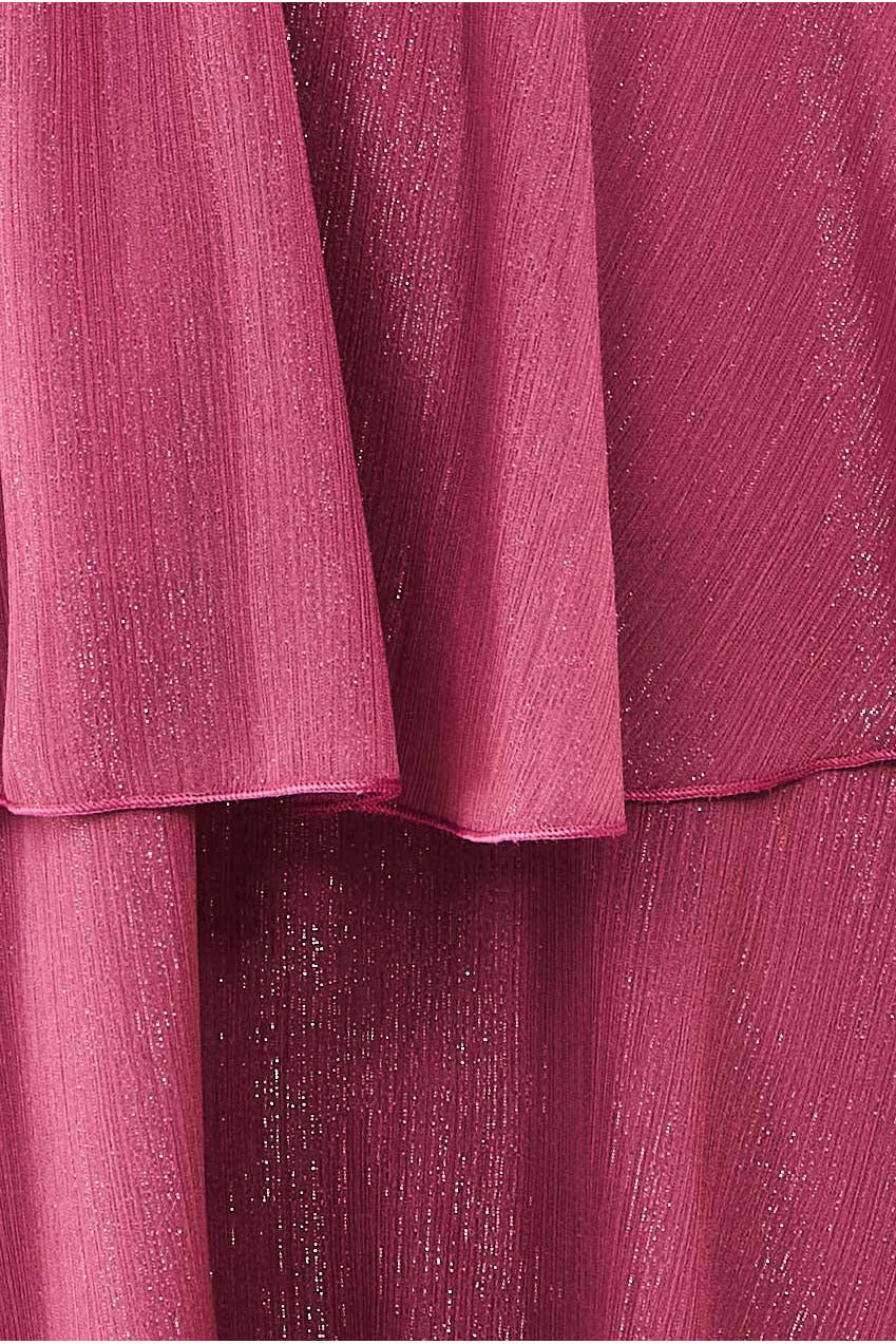 Chiffon Layered Flutter Sleeve Midi Dress - Pink DR3590QZ