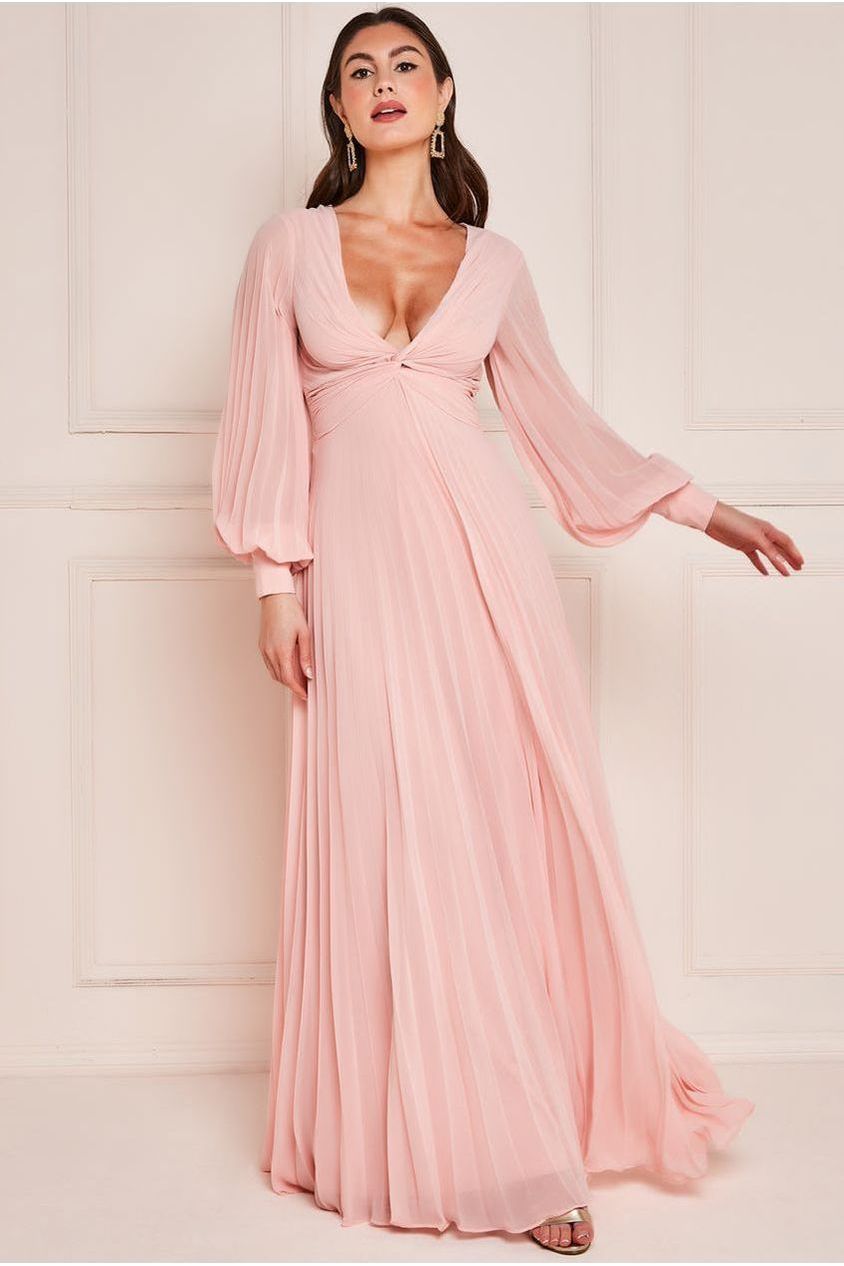 Pleated Skirt Chiffon Maxi Blush