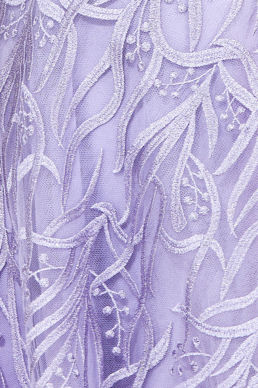 Embroidered Mesh Midi Dress - Lilac DR3594A
