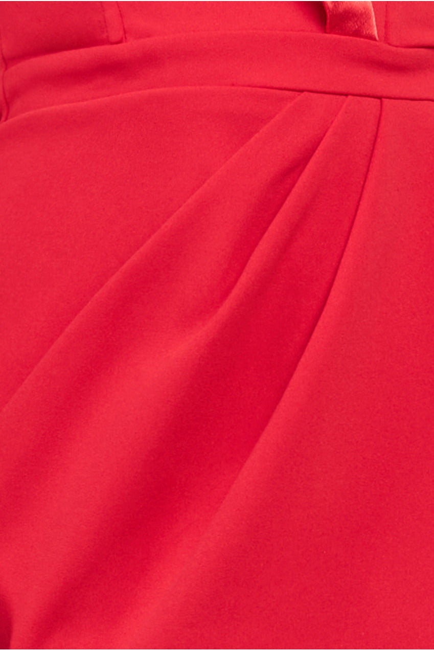 Satin Collar Scuba Midi Dress - Red DR3661