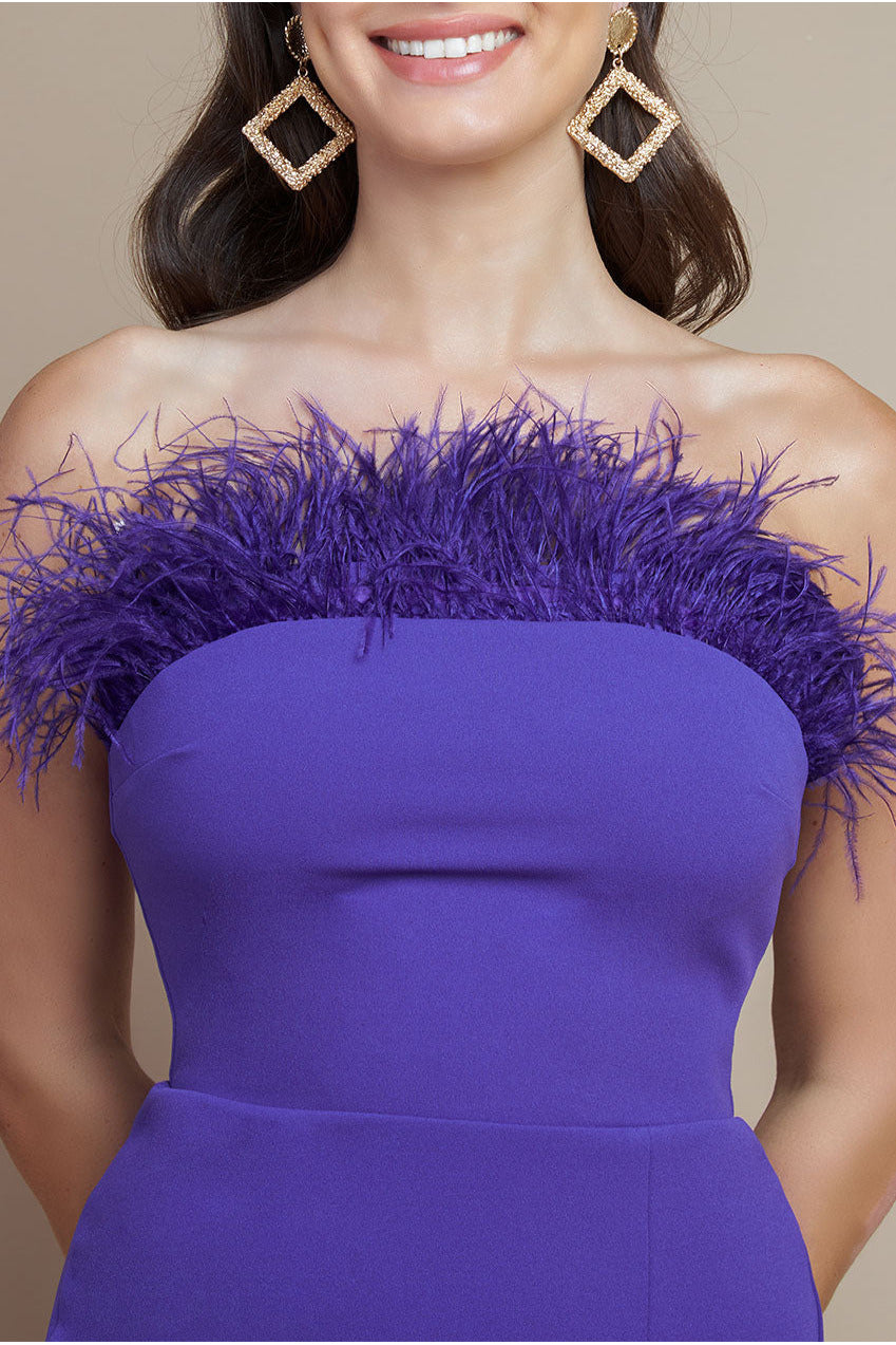 Feather Boobtube Midi Dress - Purple DR3723