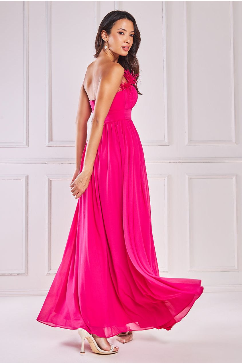 Bridesmaids Chiffon Maxi Dress - Hot Pink DR3777