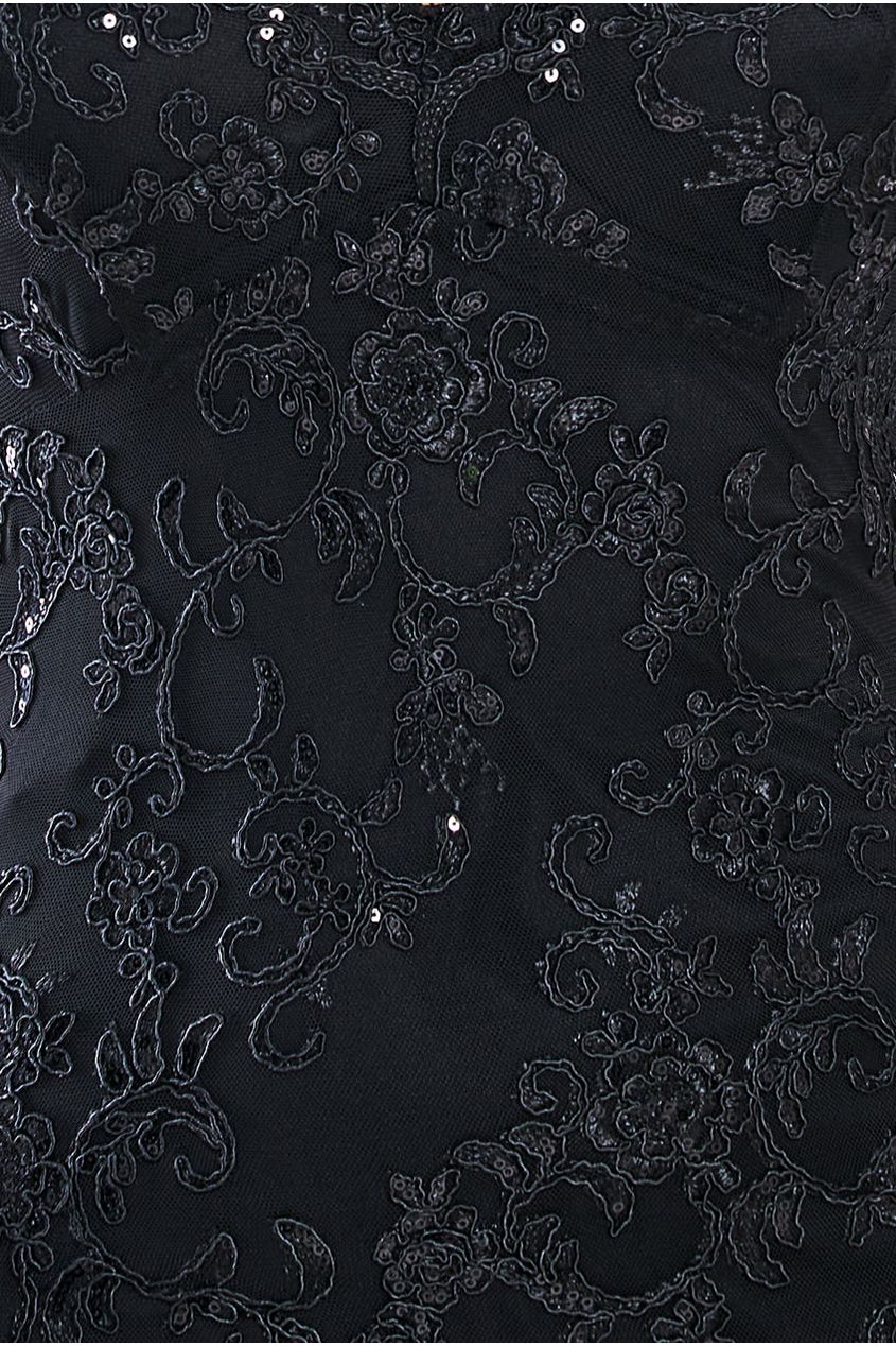Scalloped Lace Maxi Dress - Black DR3897