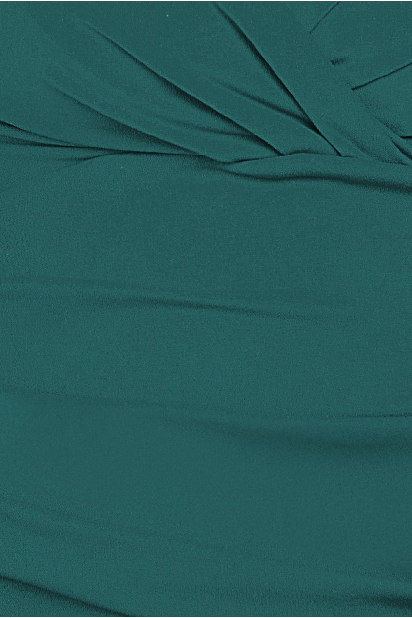 Front Wrap Pleated Scuba Maxi Dress - Emerald Green DR3975