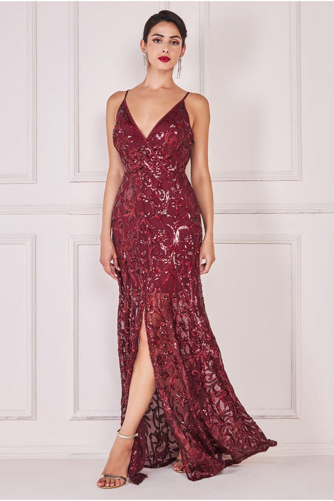 Amarra 88805 Size 0 Red Long Shimmer Corset Fringe Slit Prom Dress Tra –  Glass Slipper Formals