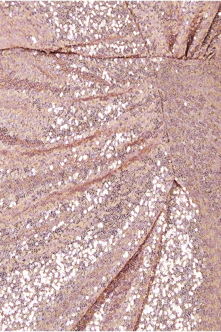 Sequin Front Split Shirt Dress - Champagne DR4034
