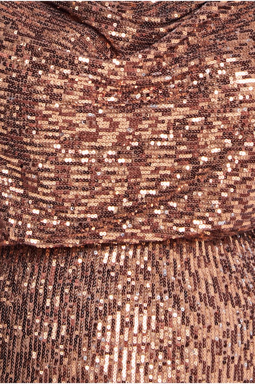 Sequin Cowl Maxi Dress - Bronze DR4051P