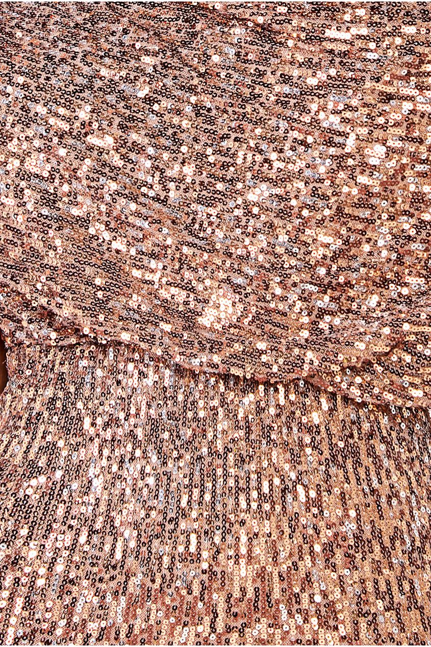 Sequin Cowl Maxi Dress - Bronze DR4051