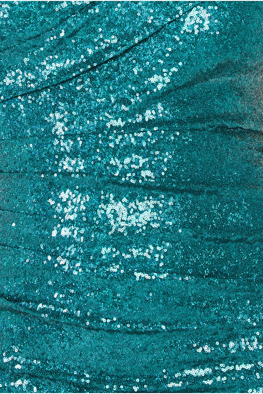 One Shoulder Sequin Evening Maxi - Emerald DR4069