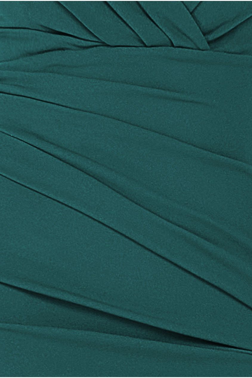 Scuba Bardot Pleated Midi Dress - Emerald Green DR4135