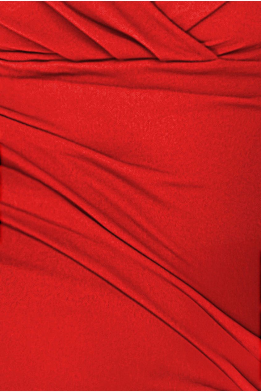 Scuba Bardot Pleated Midi Dress - Red DR4135