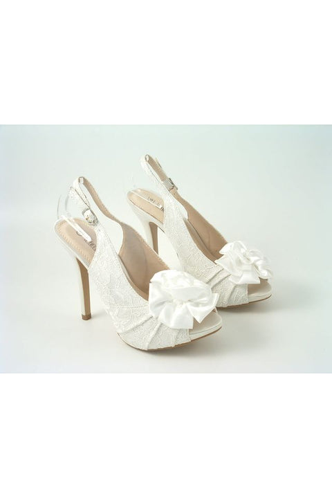 Kesha Ivory Lace Peep Toe Court Shoe KeshaM123