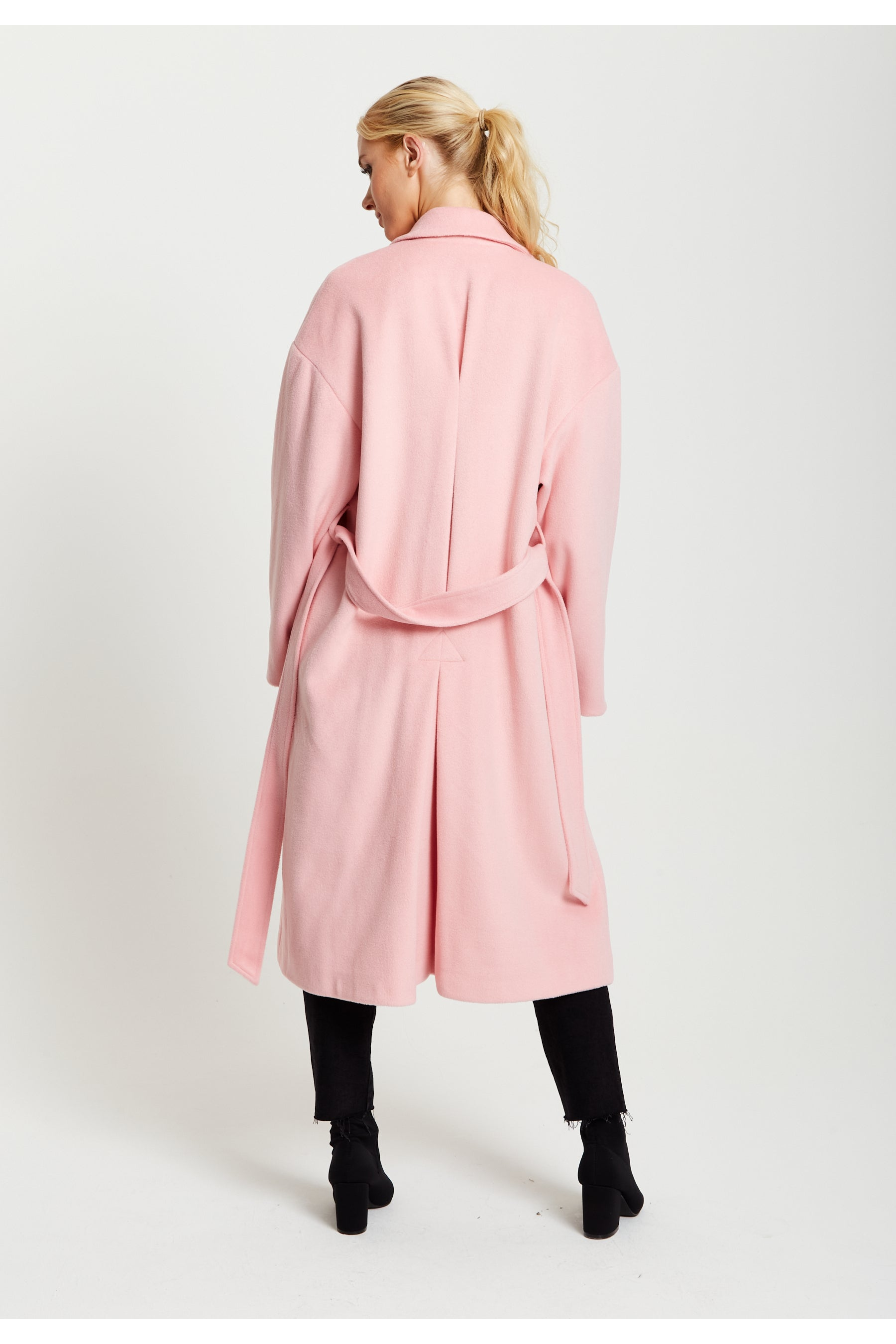 Belted Longline Coat In Pink F10-134-CT1803