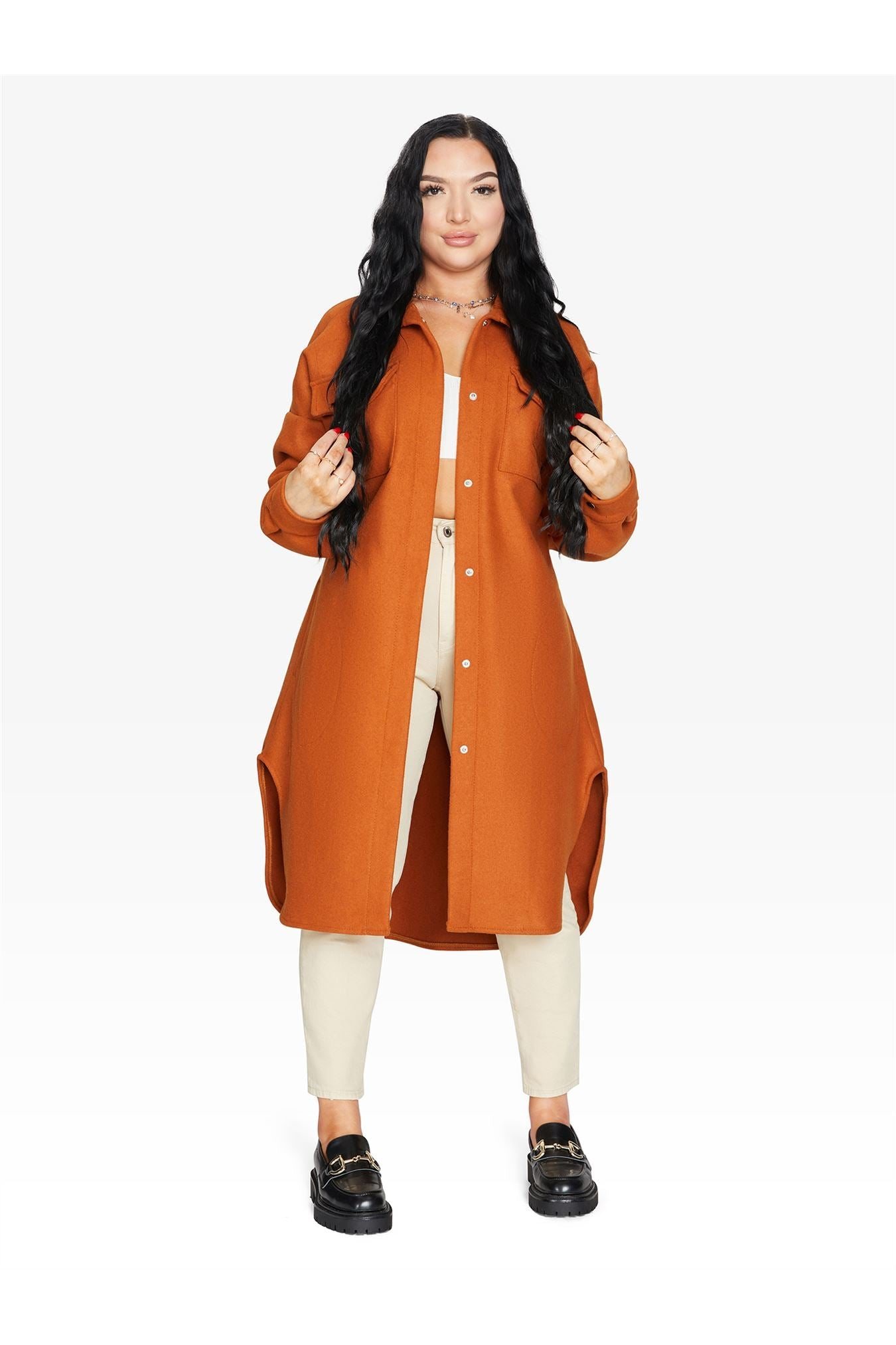 Oversized Longline Shacket De La Creme