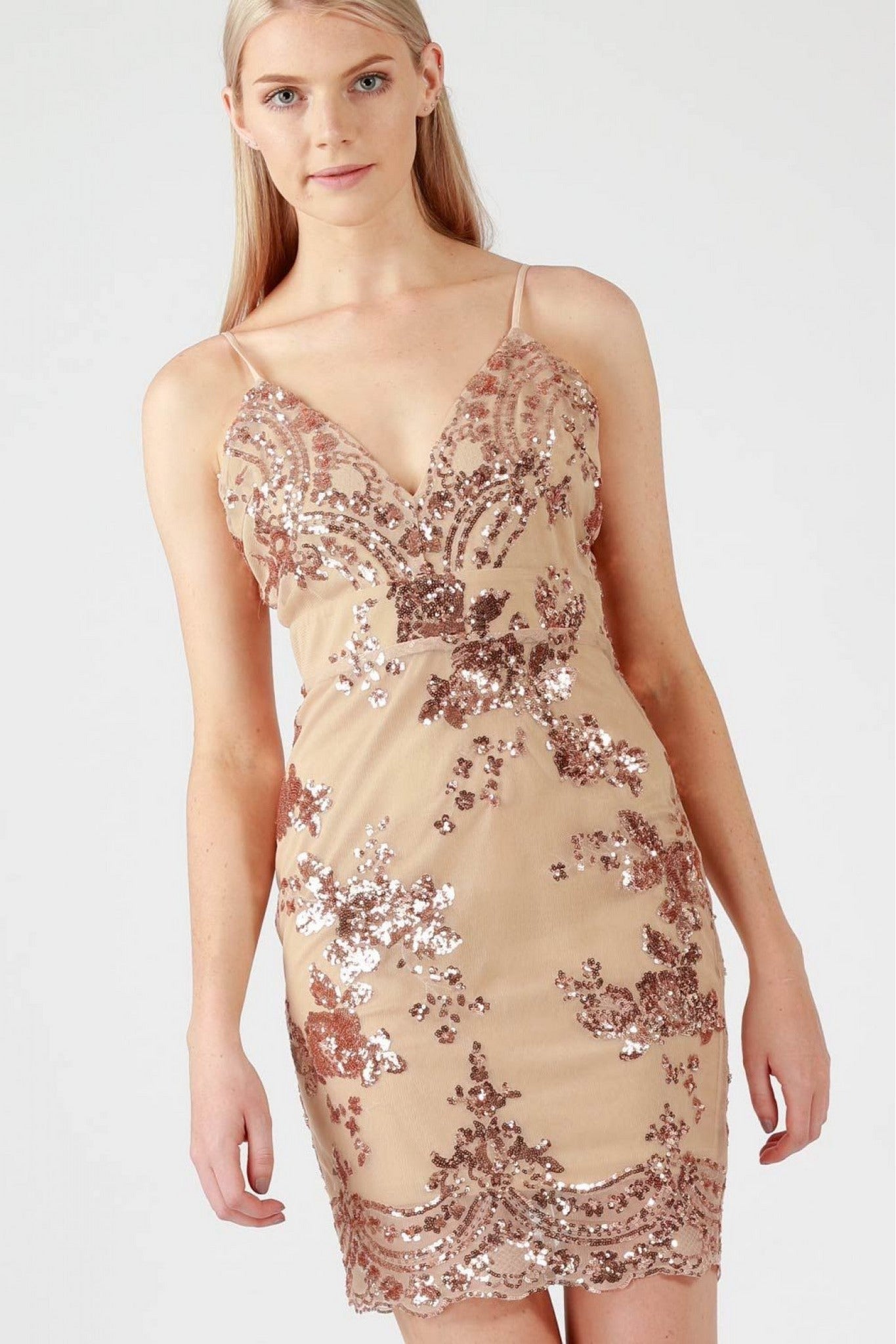 Sequin Mesh Cami Dress MC4831