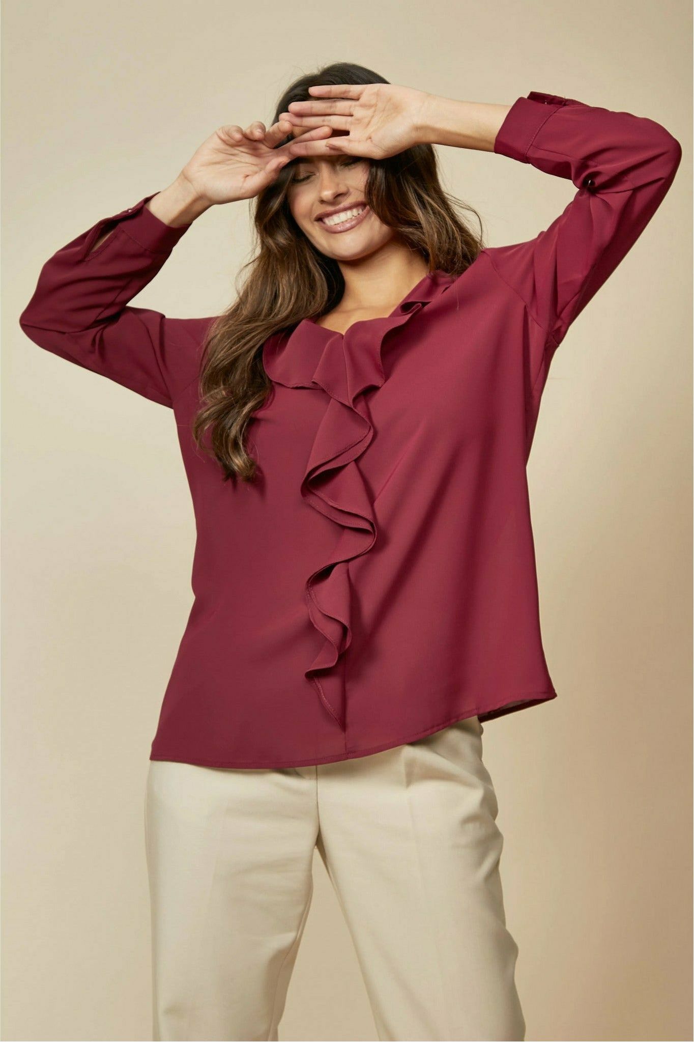 Oversized Top With Frilled Front Hoxton Gal