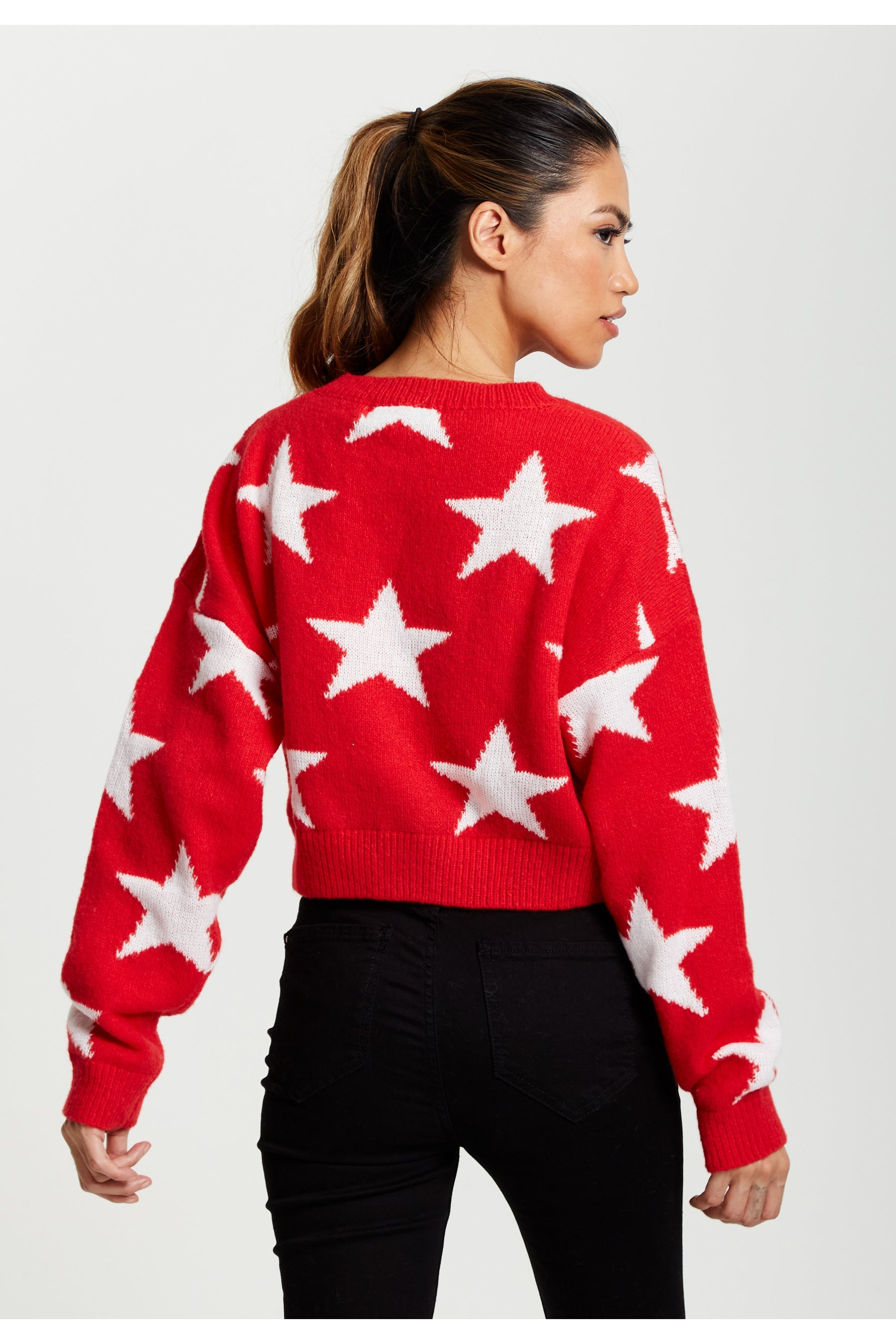 Star Pattern Jumper In Red D7-LIQKN-207