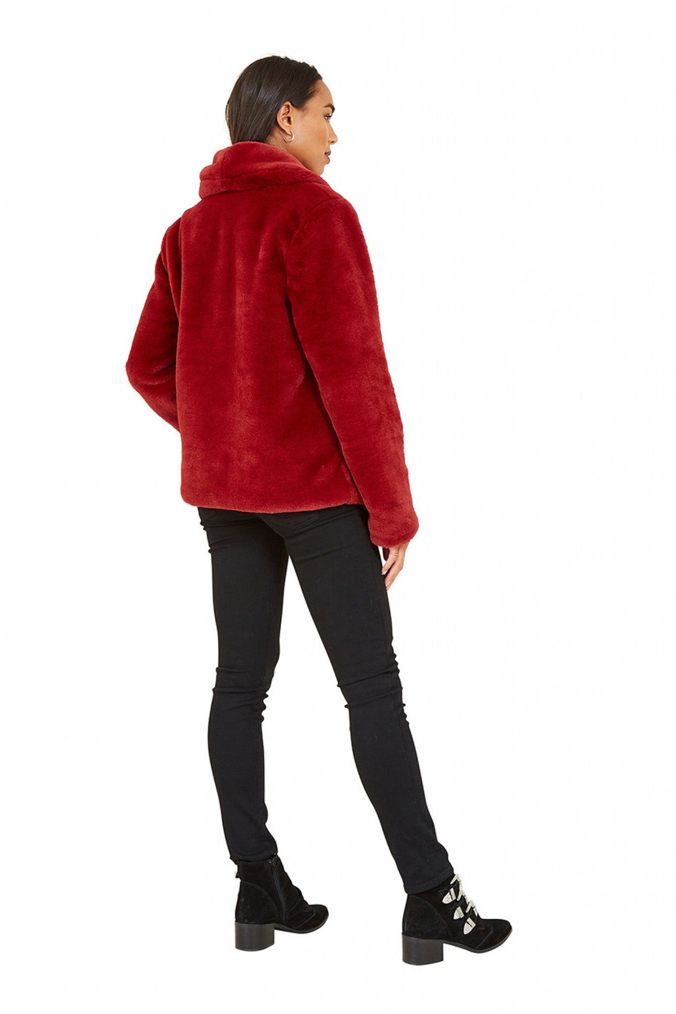 Mela Black Faux Fur Jacket - Sale from Yumi UK