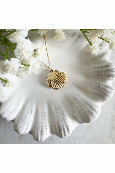 Clemmie Gold Clam Shell Locket CLEM001