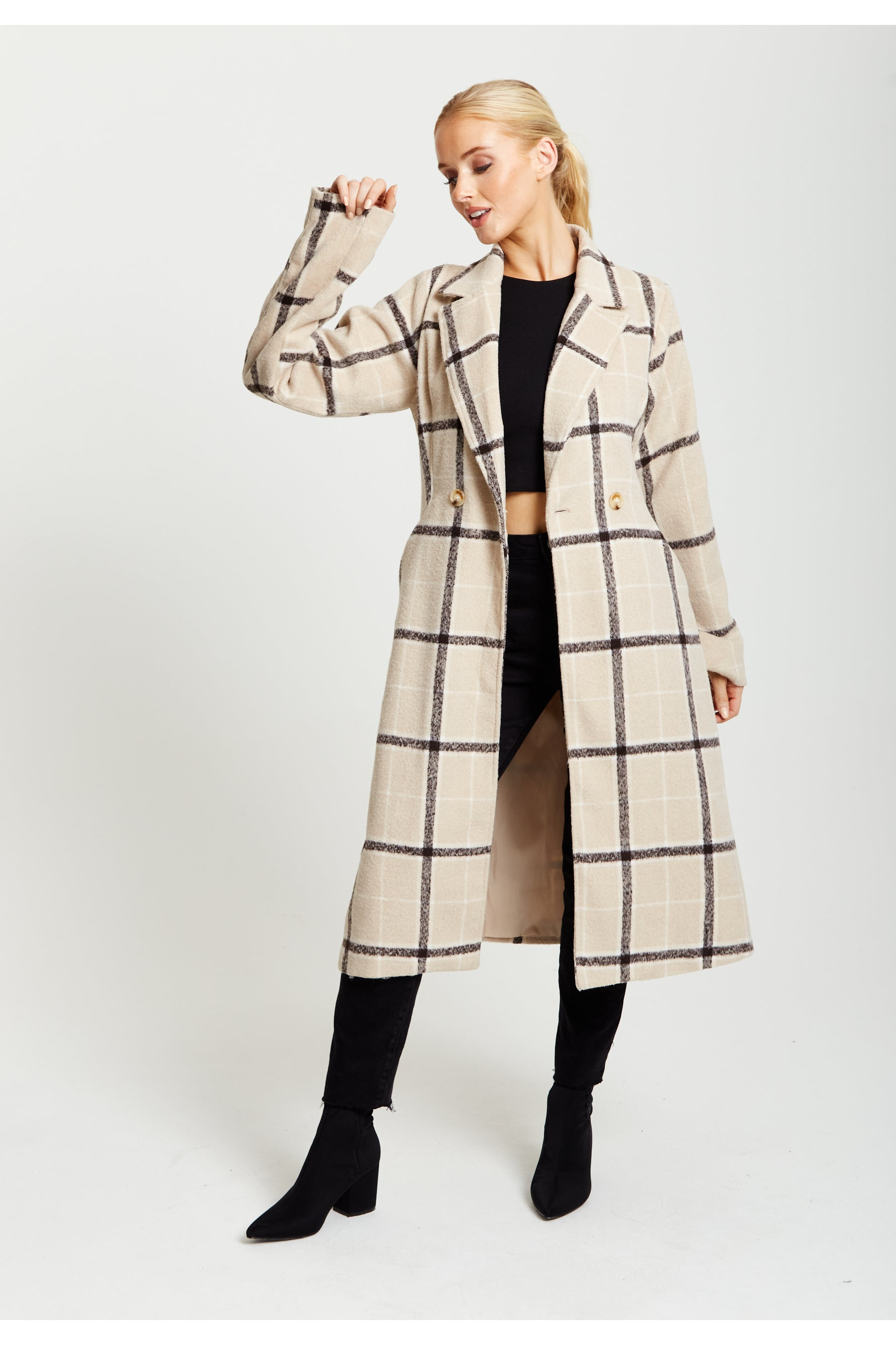 Longline Check Coat F5-168-LIQ22AW006