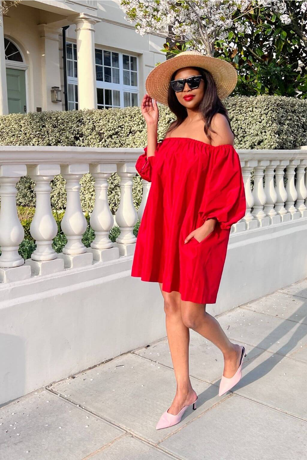 Red Off Shoulder Dress 113757