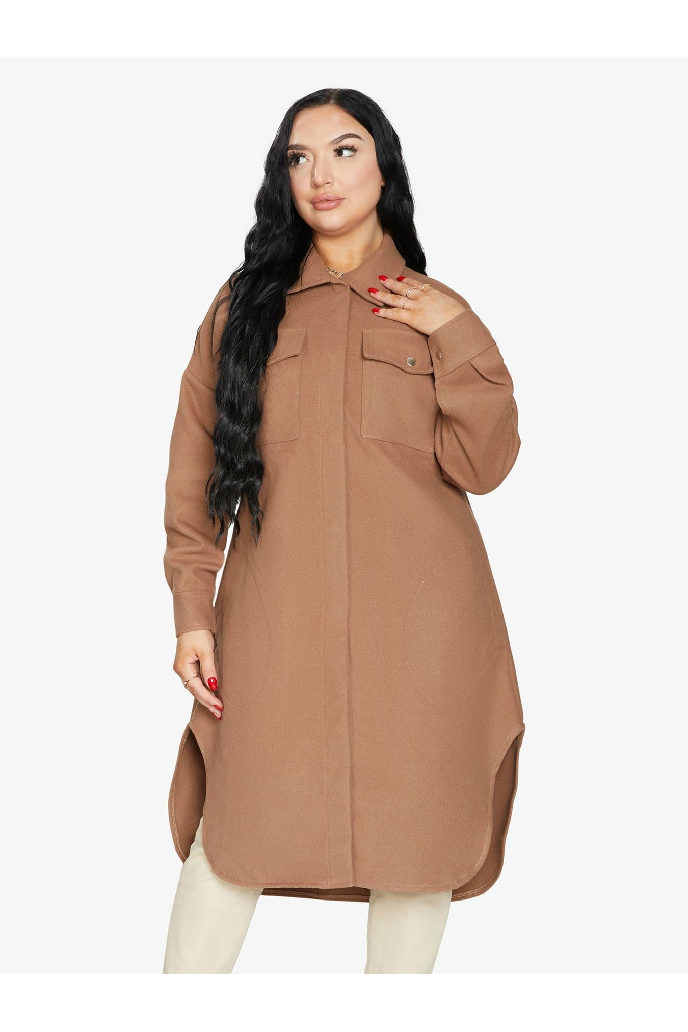 Oversized Longline Shacket De La Creme