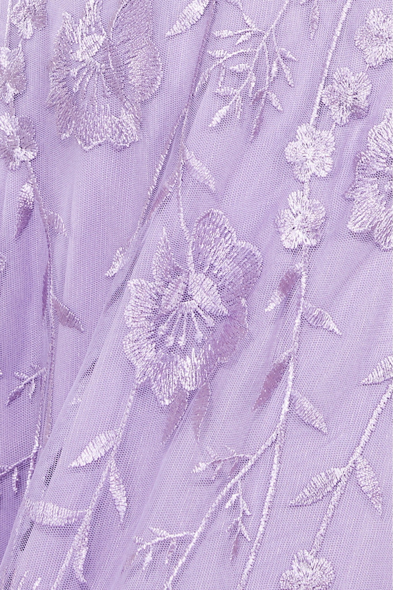 Embroidered Lace Maxi Flutter Sleeves - Lilac DR3255
