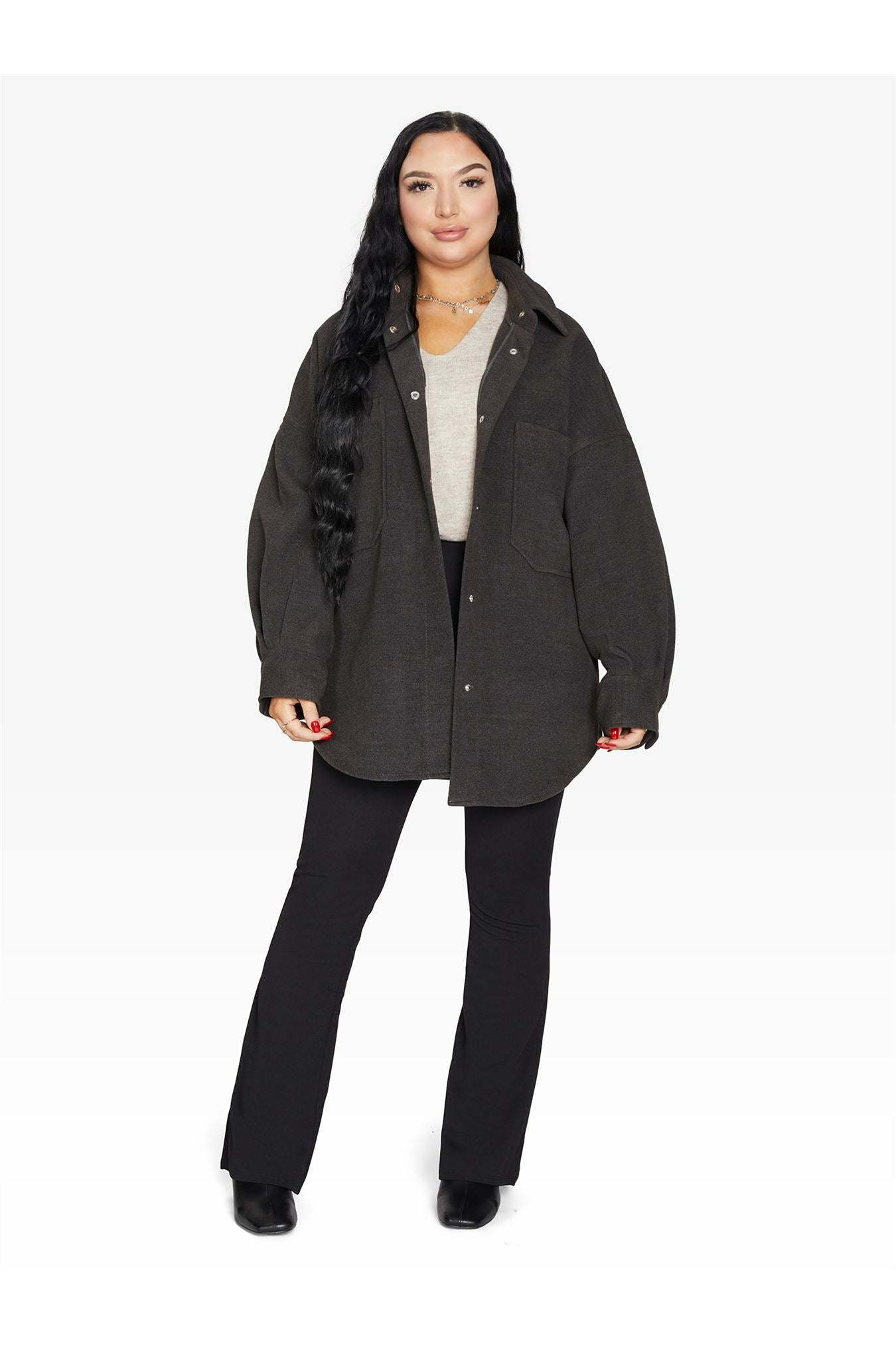 Oversized Patch Pocket Shacket De La Creme