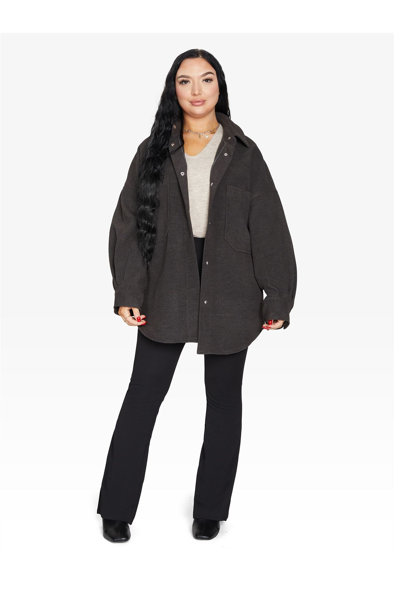 Oversized Patch Pocket Shacket De La Creme