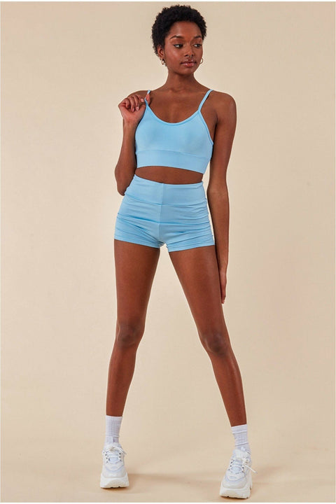 Cropped Bralette & Cycle Short Set - Blue TS8